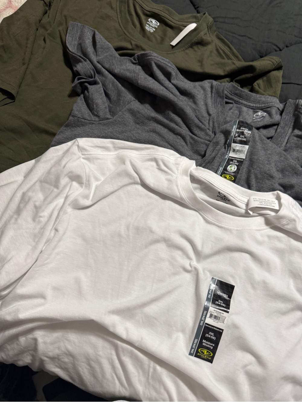 3 shirts Men’s Crew Neck T-Shirts - White, Gray, Olive